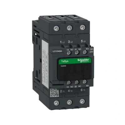 Image of Schneider LC1D40ABD Contactor 18.5 / 40 kW 24V DC Volt 3 N/O Poles With 1 &amp; N/C Contact Configuration