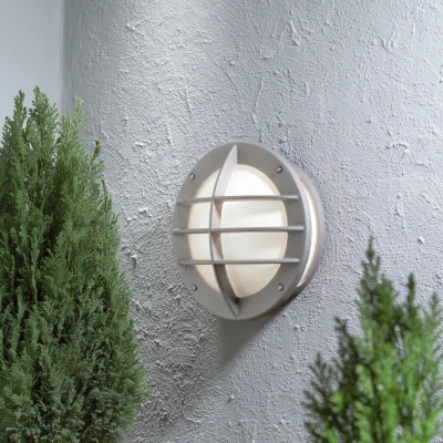 Image of Oden Outdoor Classic Bulkhead Aluminium Grey Wall Light, IP23