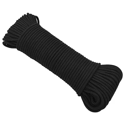 Image of &#039;vidaXL Boat Rope Full Black Polypropylene Marine for Sailing, Boating and Yachting 4mm Thickness, 25m Length Durable, Weather Resistant
