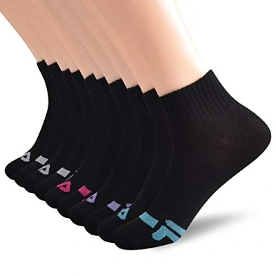 Image of Fila Women&#039;s Ankle Quarter Socks(10 Pack), Black, One Size (Pack of 10)