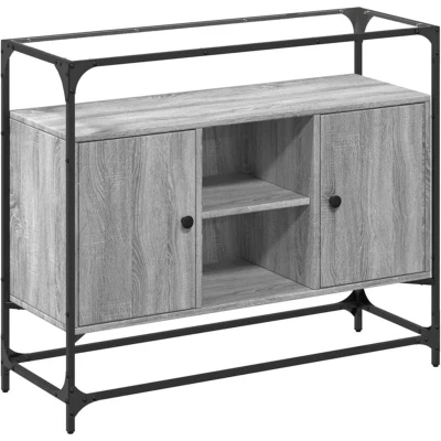 Image of vidaXL Sideboard with Glass Top Grey Sonoma 98x35x81 cm Engineered Wood