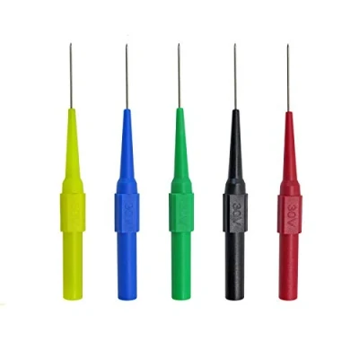 Image of Aoowei Banana Plugs 4mm for Multimeter,Sharp Stainless Steel and Flexible Silicon Back Probe Pin(5 colors) 5 Pcs