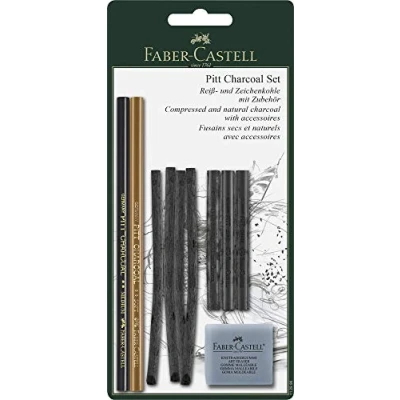 Image of Faber Castell Pitt Monochrome Charcoal Set Blister Card ,Brown