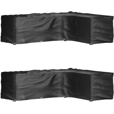 Image of vidaXL L Shaped Garden Furniture Covers 2 pcs 16 Eyelets 260x210x80 cm