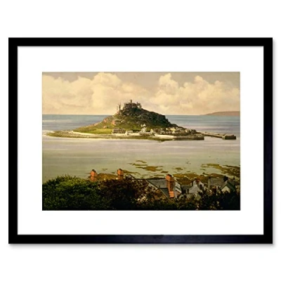 Image of Wee Blue Coo Vintage St Michael Mount Penzance Cornwall England Framed Wall Art Print