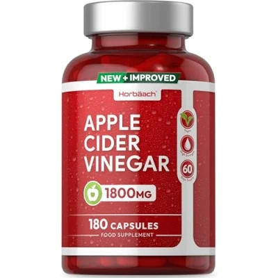 Image of Apple Cider Vinegar Capsules 1800mg High Strength ACV 180 Vegan (Not Tablets) by Horbaach