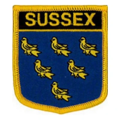 Image of Klicnow Sussex County Shield Embroidered Patch 6cm X 7cm (2 1/2&quot; 2 3/4&quot;)