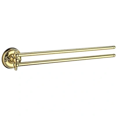 Image of Smedbo Brass Polished &quot;Villa&quot; Swing Arm Towel Rail,Gold,44 x 3.8 7 cm