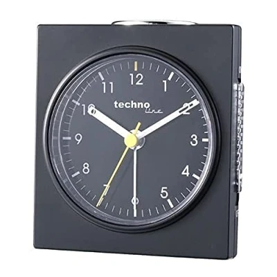 Image of technoline Techno Line Model Q Black Quartz Clock (Matte) Alarm Times 1