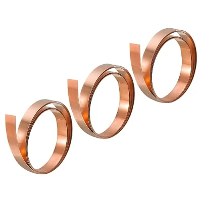 Image of uxcell Copper Sheet Roll, Metal Foil Plate 1000mm x 10mm 0.5mm 3pcs