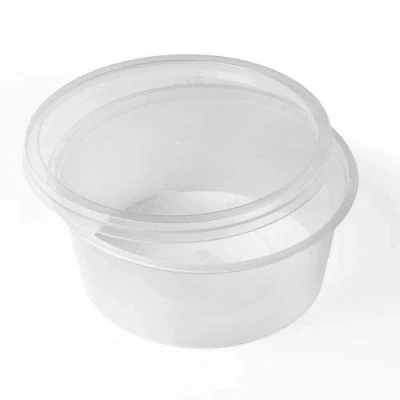 Image of We Can Source It Ltd 100 x Round 10oz Microwave Clear Plastic Food Containers Freezing Takeaway Hot Cold Foods 120mm (D) 40mm (H)