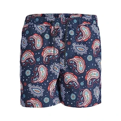 Image of JACK&amp;JONES Men&#039;s JPSTFIJI JJSWIM Paisley Swim Shorts, Navy Blazer, M