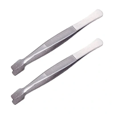 Image of Stainless Steel Stamp Tweezers Tongs Flat Wide Tip Philately for Stamps Documents Photo Development