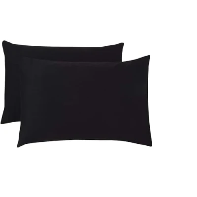 Image of Rayyan Linen Black Pair of Pillowcases 100% Egyptian Cotton 200 Thread Counts, Pillow Cases 2 Pack