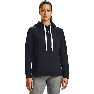 Image of Under Armour Rival Fleece Hb Hoodie Warm up Top, Women Black, Black / White (001), XS