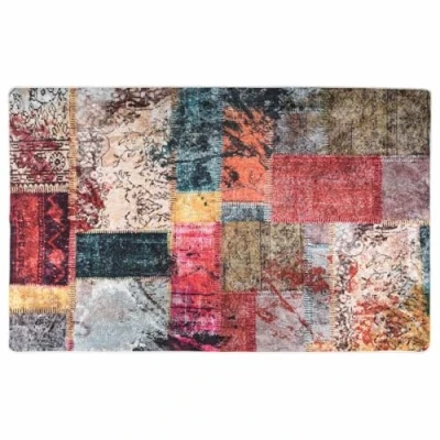 Image of vidaXL Velvet Patchwork Rug Multicolour, Anti slip, Noise Absorbing, Low Pile, Washable Indoor Decor for Living Room/Bedroom 160x230 cm