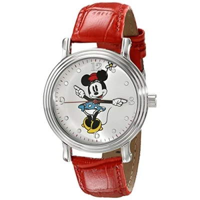 Image of Disney Women Analog Quartz Watch with Faux Leather Strap W001874