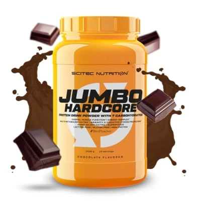Image of Scitec Nutrition Jumbo Hardcore, High Protein Weight Gainer with Amino Select Matrix, Superfoods, Creatine and 7 carbohydrates, Gluten Free Lactose Free, 1530 g, Chocolate