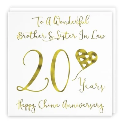 Image of Hunts England Brother And Sister In Law 20th Anniversary Card To A Wonderful &amp; 20 Years Happy China Milano Collection