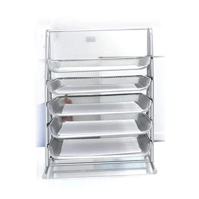 Image of 5 Tier Office Filing Trays Holder A4 Document Letter Paper Wire Mesh Storage Organizer/Document Tray Black or Silver