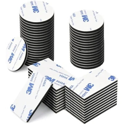 Image of CANOPUS Black Double Sided Sticky Pads Heavy Duty 48PCs (24pcs x 50mmx30mm + 24pcs 30mm Dia) Waterproof 3M Back Foam for Wall, Pads, Number Plate Dashcam
