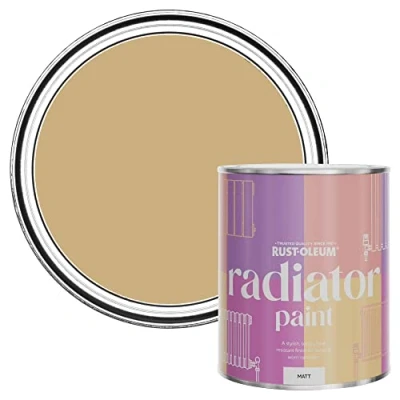 Image of Rust Oleum Yellow Heat Resistant Radiator Paint in Matt Finish Mustard 750ml (SHDRCT1173)
