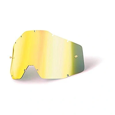 Image of 100% Accuri Racecraft/Accuri/Strata Goggles Replacement Lens, Women&#039;s Men&#039;s, Ecran Miroir or/Fumé anti buée, gold, One Size