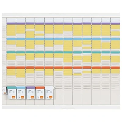 Image of Nobo 1915628 Annual Planning Kit with T Plugs, Wall Mount, 12 Columns &amp; 32 Slots for Plugs Index 2, Plug/Index Column Included, White,