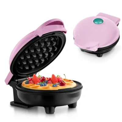 Image of HIYAA Waffeleisen Mini Waffle Iron, Plastic, Pink