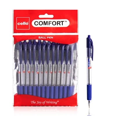 Image of Cello Ballpoint Blue Pens, Pack of 24 (1.0mm) Medium Point Retractable, Coloured pens Ball Black Ink biro Pens; Ideal for Office supplies, School Stationary supplies