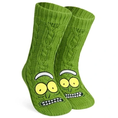 Image of RICK and MORTY Fluffy Socks for Men Teenagers Soft Warm Slipper with Non Slip Grip Pads One Size Mens Gifts (Green)