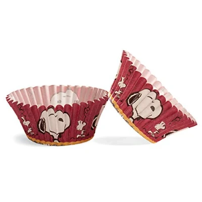 Image of Snoopy 339243 Pack of 50 cupcake cases paper 5 X 3 Cm Brown