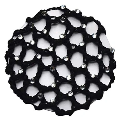 Image of Hair Net Cotton Barrettes Bun Cover Clip Crochet Snoods Ballet Dance (black)