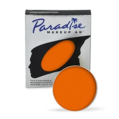 Image of Mehron Makeup Paradise AQ Face and Body Paint Pro Size Perfect for, Special FX, Cosplay, Halloween Water Activated &amp; 1.4 oz (40 g) (Orange)