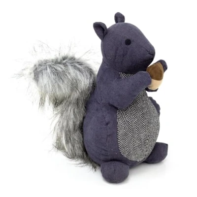 Image of Squirrel with Nut Doorstop Shaped Door Stop Fabric Animal Decorative Weighted Dog Stopper Grey