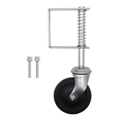 Image of Gate Wheel, Galvanised, Spring Loaded, Swivel 4 inch Max Load 100kg / 220lb Galvanised for Wooden Gates