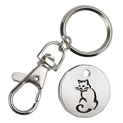 Image of Harts 1 unit New Shape £1 coin Trolley Tokens Keyrings Supermarket Locker (Cat)