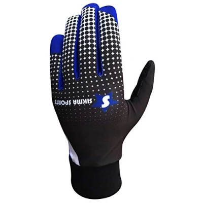 Image of Sikma Mens Cycling Gloves Full Finger Winter Cold Wear Thermal Windstopper Biking Gloves/Mitts (Black/Blue, Small/Medium)