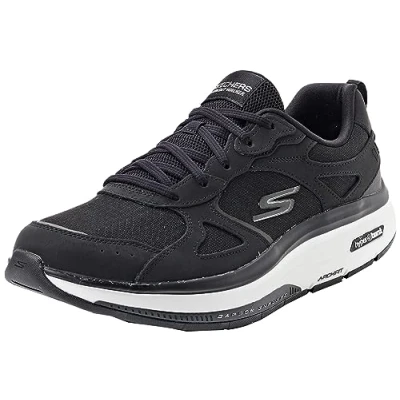 Image of Skechers Women&#039;s GO Walk Workout Walker Trainers, Black Leather/White Textile, 6 UK