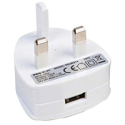 Image of Pro Elec PEL00314 White USB mains Power Adaptor, 5V, 1.2A