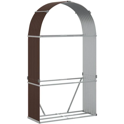 Image of vidaXL Log Holder Brown 120x45x210 cm Galvanised Steel