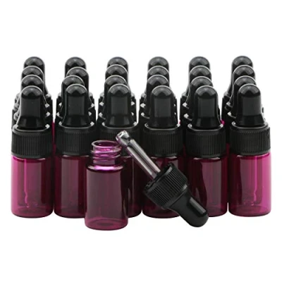 Image of Rowiz 30 PCS 3ml Pink Glass Dropper Bottles Essential Oil Bottle with Pipettes Dropper&amp;Black Screw Cap Mini Sample Vials for Perfume Cosmetic Liquid Aromatherapy Lotion