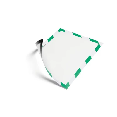Image of Durable Durafram Security Magnetic Frame A4 Format In Green/White Pack of 5 Frames Document for Internal Safety Signage