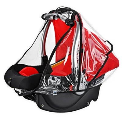 Image of Universal Baby Car Seats Rain Cover Infant Weather Shield Travel Carrier Raincover Seat Accessory for Maxi COSI, Ventilated Wind with Easy Access Zipper &amp; Handle Opening