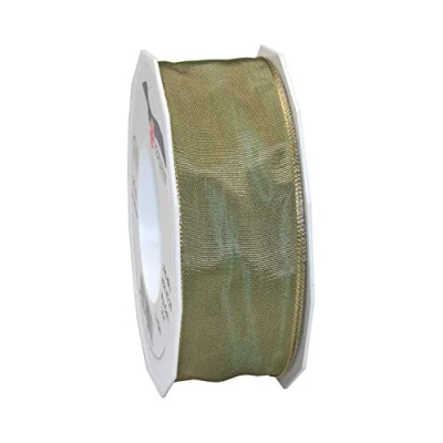 Image of Präsent Lyon Wired Taffeta Ribbon Ancient Green 40 mm Width, 25 m Length