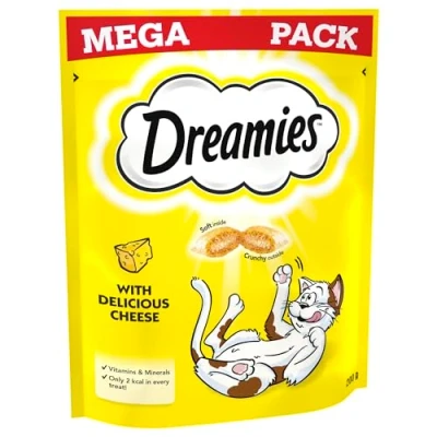 Image of Dreamies Mega Pack Cat Treats, Tasty Snacks with Delicious Cheese, 6 Pouches of 200 g
