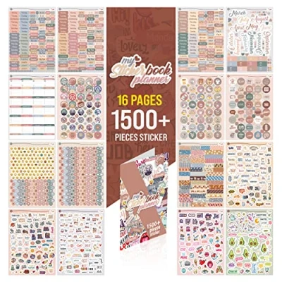 Image of colortouch Planner Stickers 1500+ Pcs Monthly, Weekly, Daily Sticker Set 16 Sheets Scrapbook Collection for Calendar, Organizer, Journals Essential Seasonal Accessories
