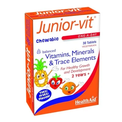 Image of HealthAid Junior VIT Chewable Multivitamins, 30 Vegetarian Tablets, Pack of 1