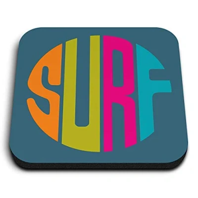 Image of 1 x Square MDF Fridge Magnet Surf Beach Surfing Logo 6012
