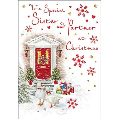 Image of Piccadilly Greetings Traditional Christmas Card Sister &amp; Partner 9 x 6 inches Regal Publishing